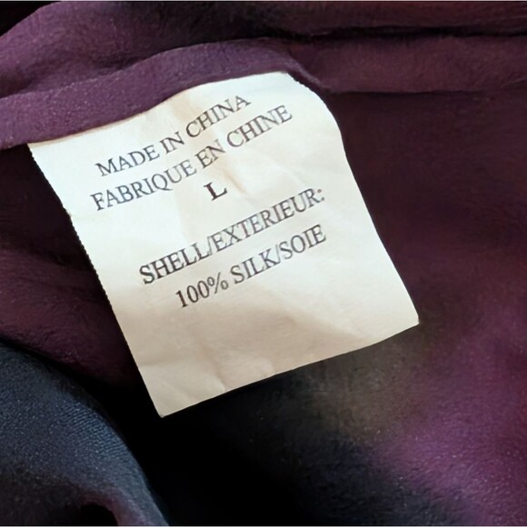 Theory Bianca Vague silk Pintuck keyhole abstract blouse size Large watercolor - Picture 7 of 10